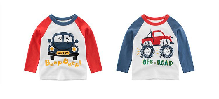 純棉長袖上衣-甲蟲車-紅色