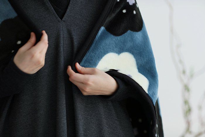 日本代購 - 【SOU·SOU】日本製質感保暖毛毯-黑白花 (70x100cm)