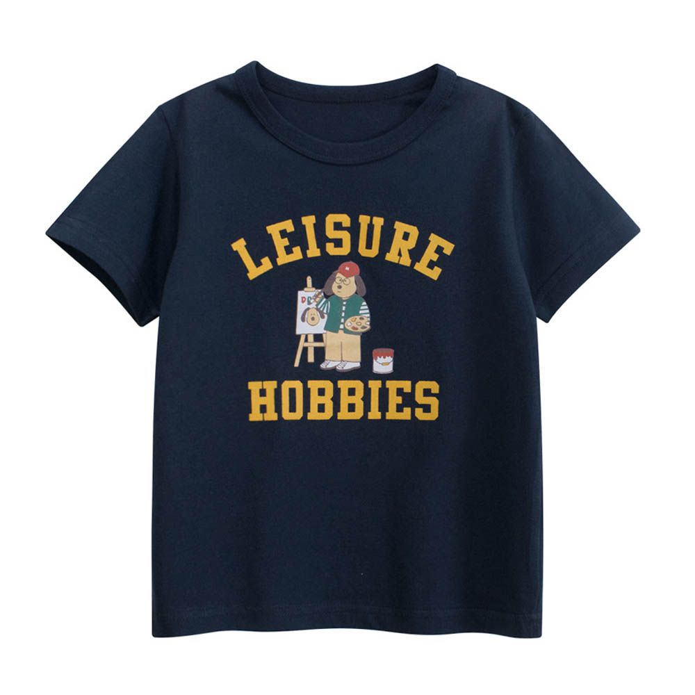 純棉短袖上衣-自畫像-藏青