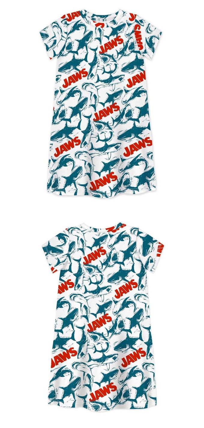 英國 SLEEP NO MORE - 100% 有機棉短袖連身裙-大白鯊JAWS (4-6 Y)