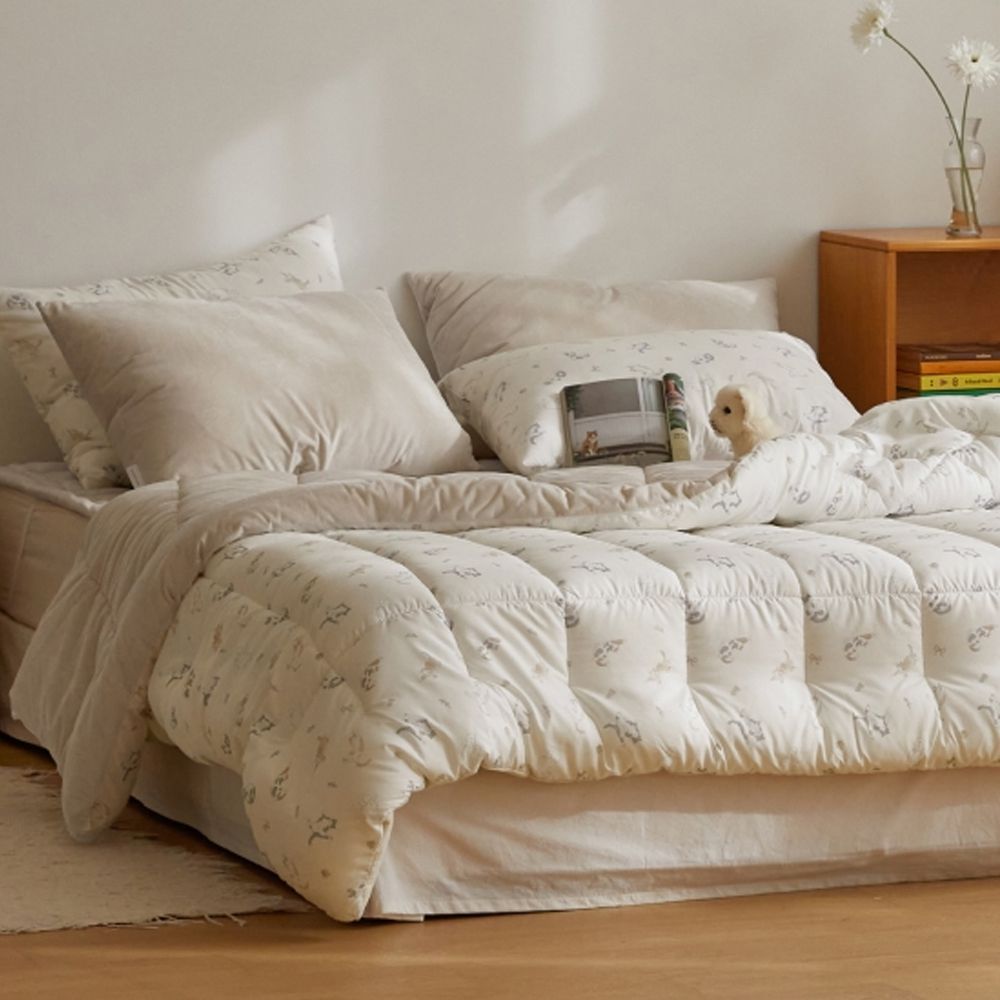 可水洗超細纖維桃皮感棉被(冬被)-可愛貓咪