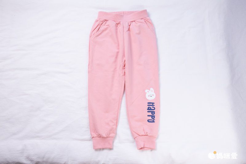 純棉縮口運動長褲-Happy熊熊-紫色