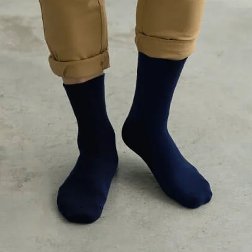 貝柔 Peilou - Supima抗菌萊卡除臭襪-紳士寬口短襪(3雙組)-丈青 (26-28cm)