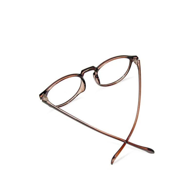 ALEGANT - 簡約造型輕量亮棕圓框UV400濾藍光眼鏡