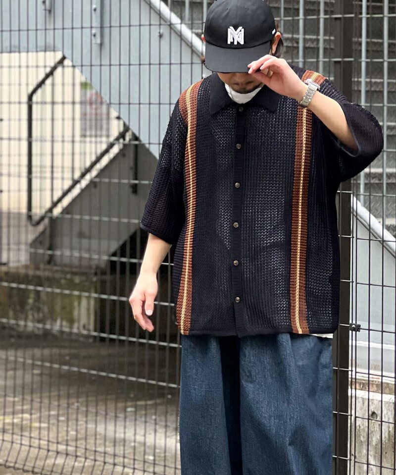 日本 Classical Elf - 個性網狀翻領短袖襯衫-咖啡