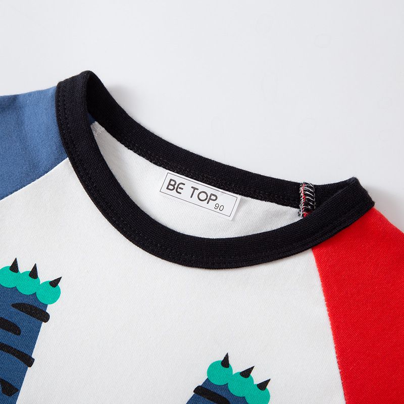 純棉圓領薄長袖上衣-綠老虎-綠色+橘色