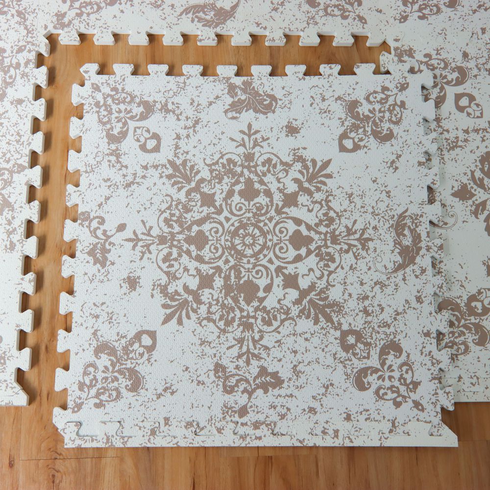 粉塵飛揚-波斯花系列巧拼-咖啡色 (單片62*62cm)-六片入