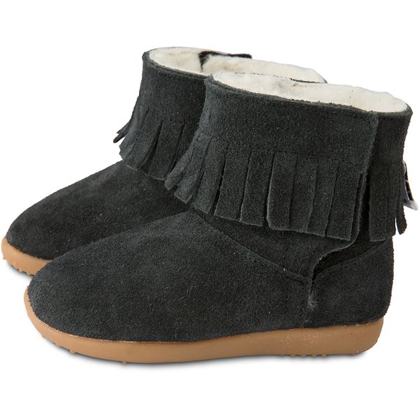 英國 shooshoos - 健康無毒真皮手工童鞋/靴子/童靴-黑色流蘇