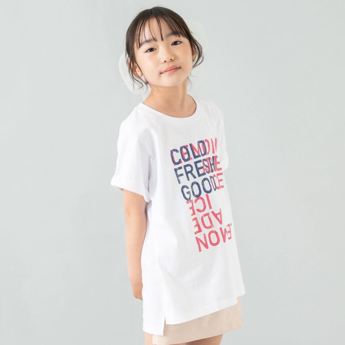 日本 petit main - 100%棉 開衩印花短袖上衣-新鮮草莓-粉紅