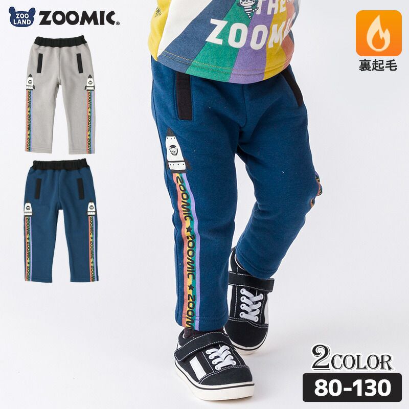 日本 ZOOLAND - 裏起毛印花長褲-側面火箭升空-灰