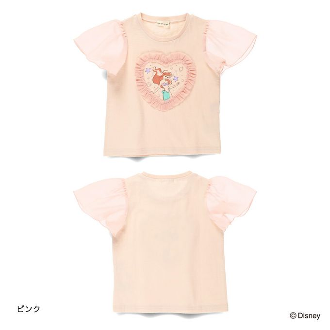 日本 BRANSHES - 迪士尼限定 夢幻雪紡短袖上衣-卡通人物艾莎-白