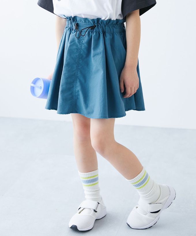 日本 devirock - 防潑水 尼龍抽繩短裙-(內襯安全褲)-煙燻粉