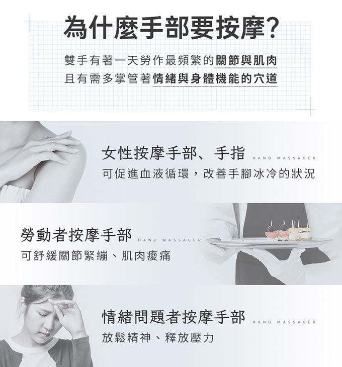 3ZeBra - 溫揉指｜氣壓溫感手部按摩機-白色-750g