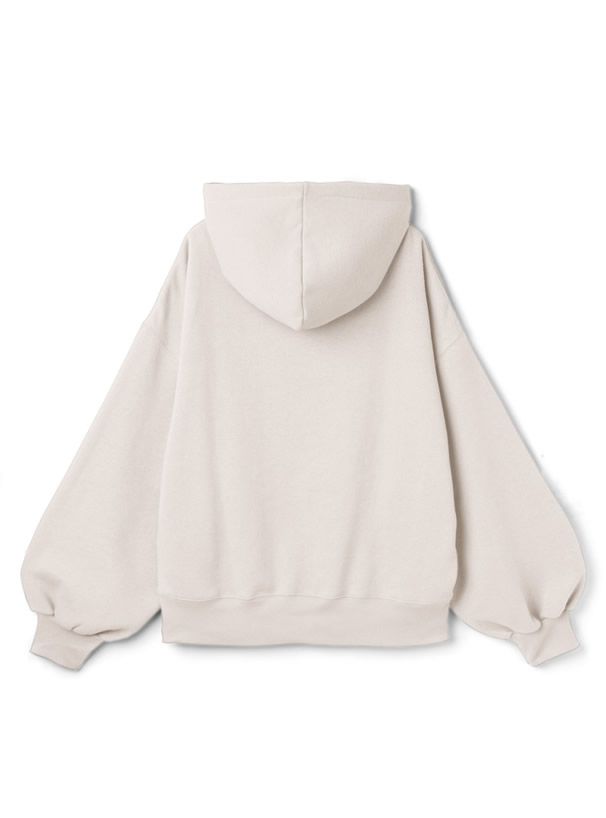 日本 GRL - 休閒舒適刷毛保暖帽T-灰米 (F)