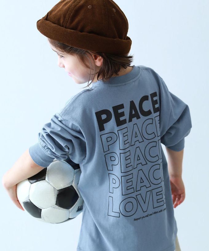 日本 devirock - 100%棉 印花寬鬆長袖T恤-方形英文標語-紫