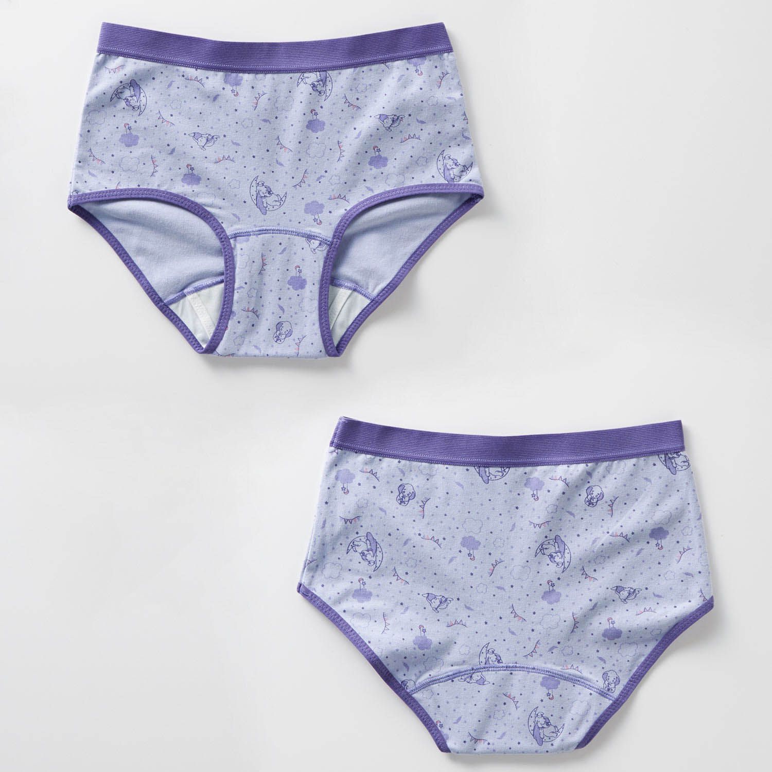 日本千趣會 - 迪士尼印花特殊雙層隱形蝶翼生理褲(媽媽)-小飛象-紫