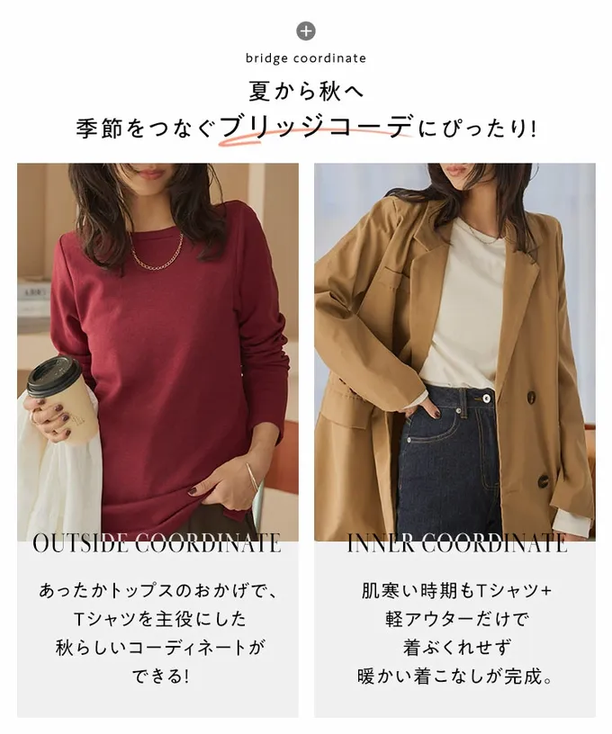 日本 Kobe Lettuce - 吸濕發熱簡約保暖長袖上衣-白