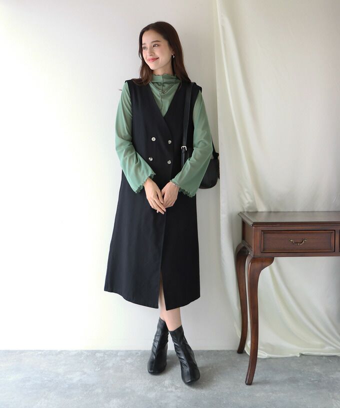 日本 BLUE EAST - 百搭木耳捲邊長袖上衣-白杏