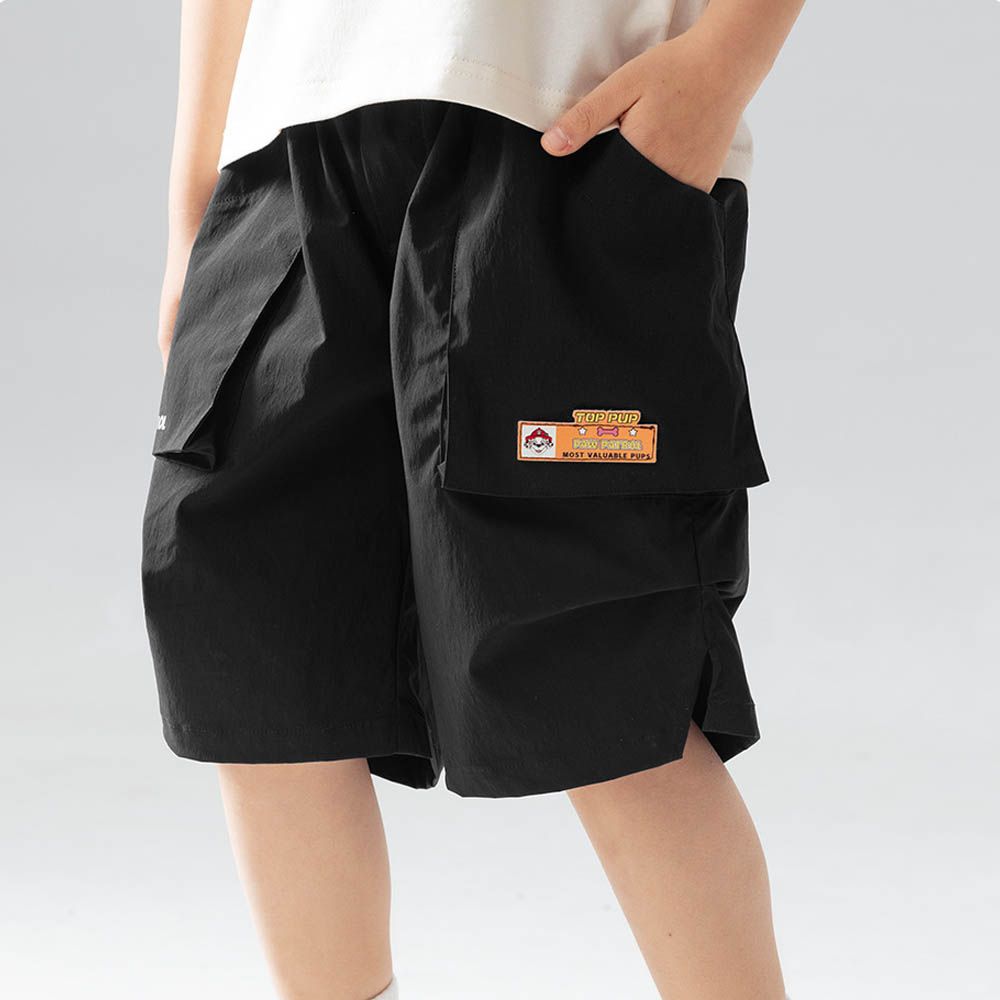 卡通汪汪隊抗靜電休閒五分褲-卡通人物毛毛-黑色