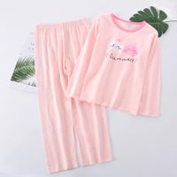 MAMDADKIDS - 竹節棉圓領長袖套裝/家居服-兩隻小貓-粉色