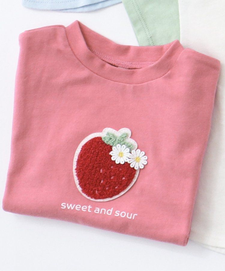 日本 apres les cours - 立體刺繡印花短袖上衣-冰棒-袖撞色