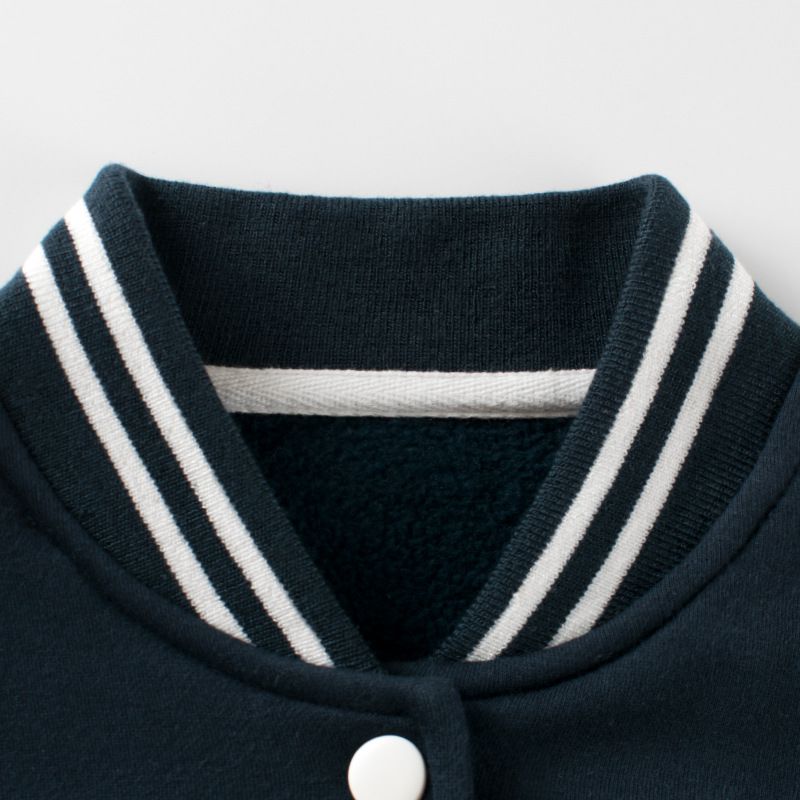 加絨童趣棒球外套-微笑-灰色