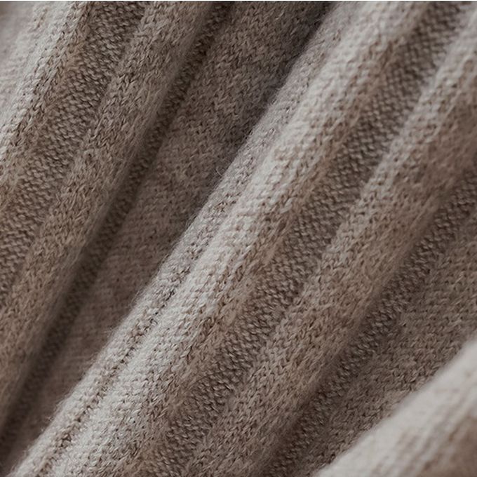 V領坑條紋針織開衫外套/上衣-粉色