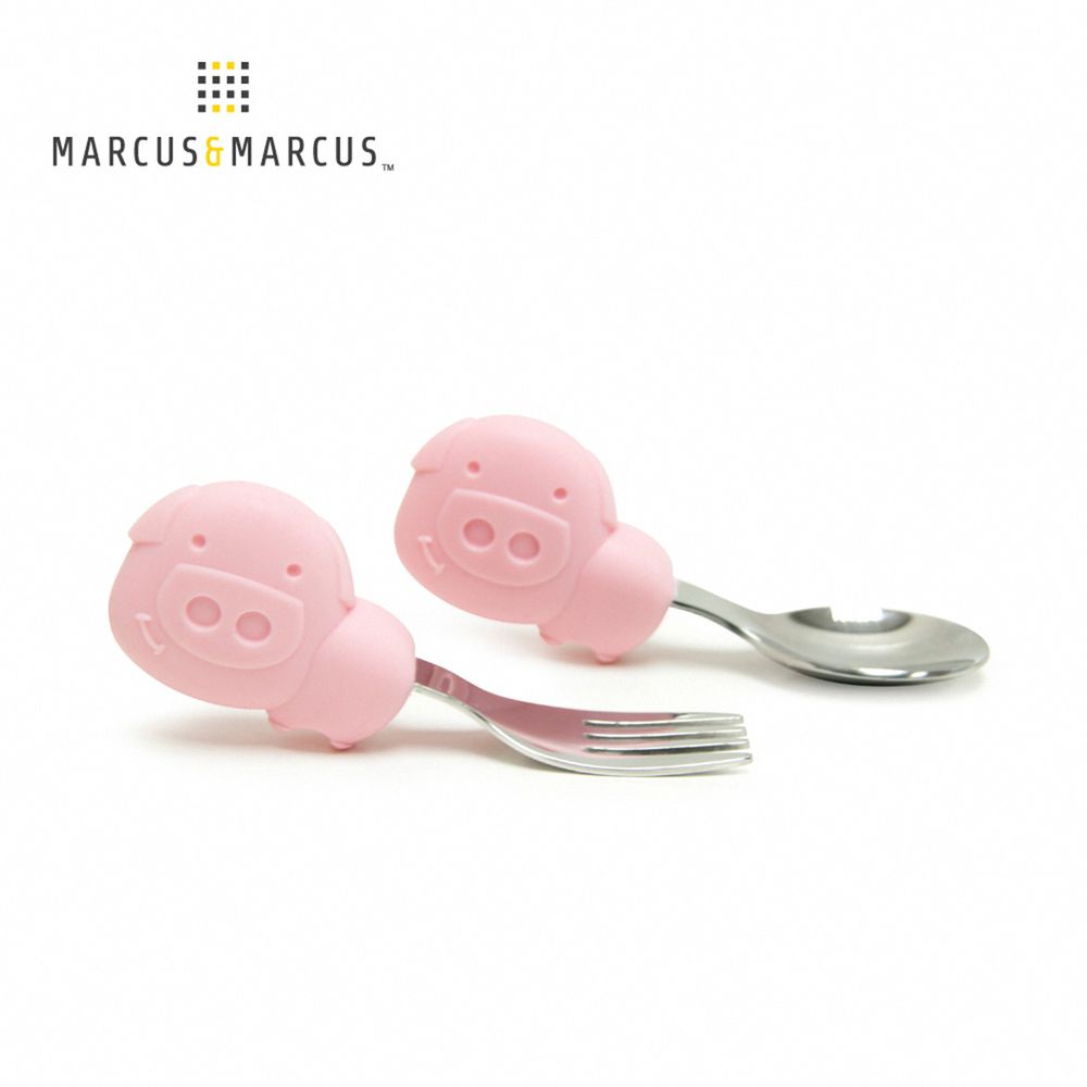 MARCUS＆MARCUS - 動物樂園寶寶手握訓練叉匙-粉紅豬