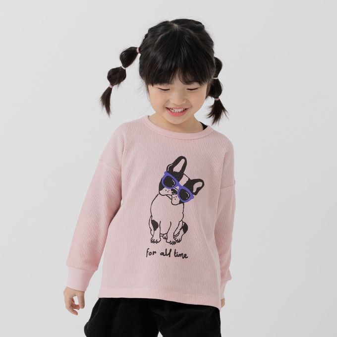 日本 Chil2 - 華夫格舒適薄長袖上衣-特製漢堡-薄荷綠