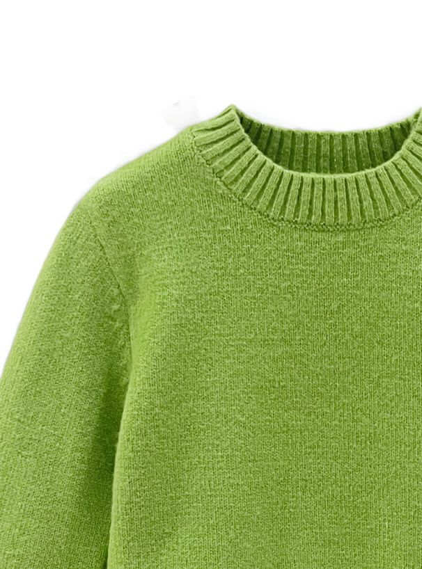 日本 GRL - 短版簡約圓領針織毛衣-淺灰 (F)