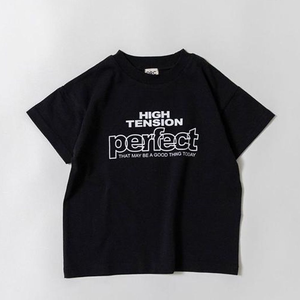 100%棉 簡約印花短袖上衣-perfect-黑