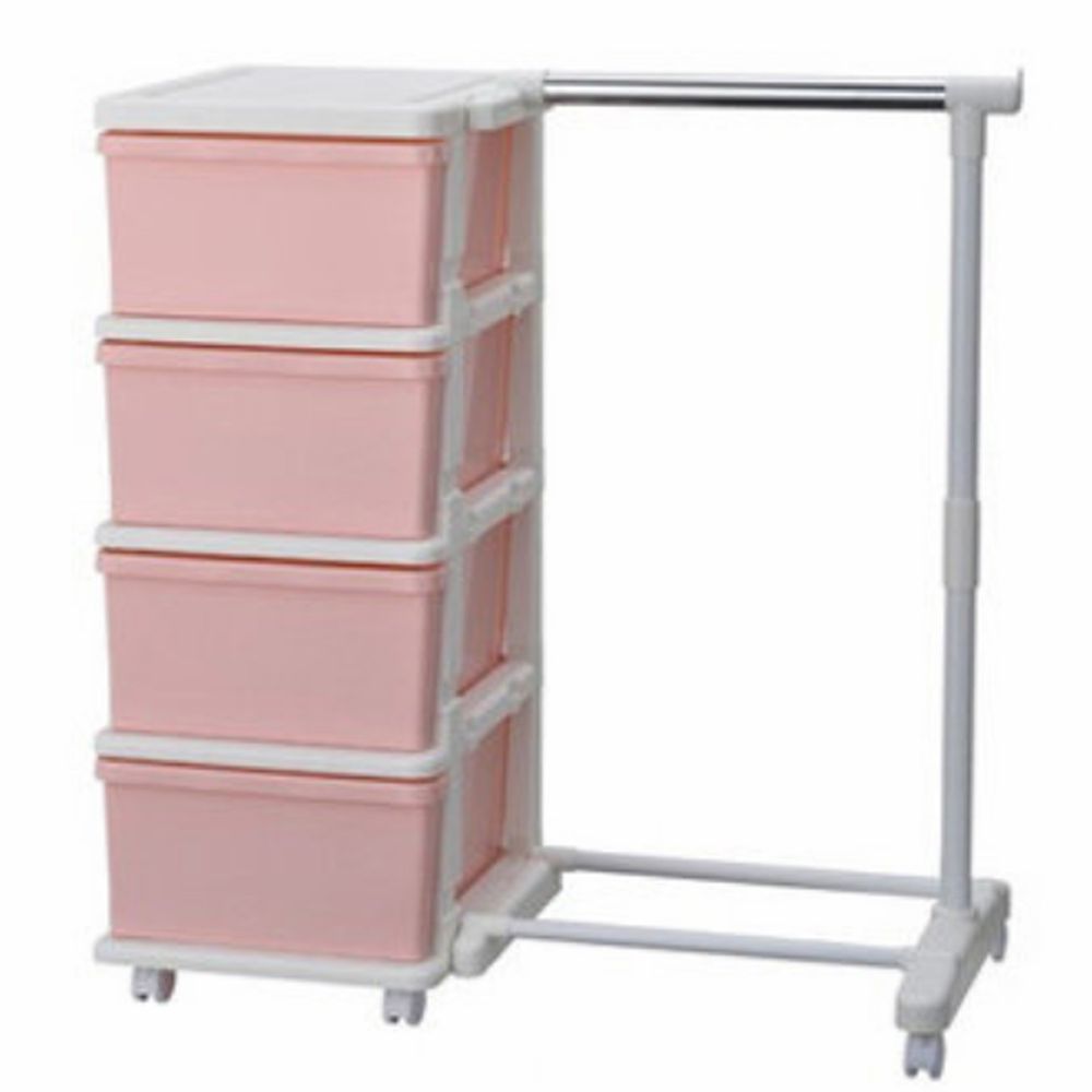 日本JEJ - SiiS UNIT系列 衣架組合抽屜櫃 4層-粉色