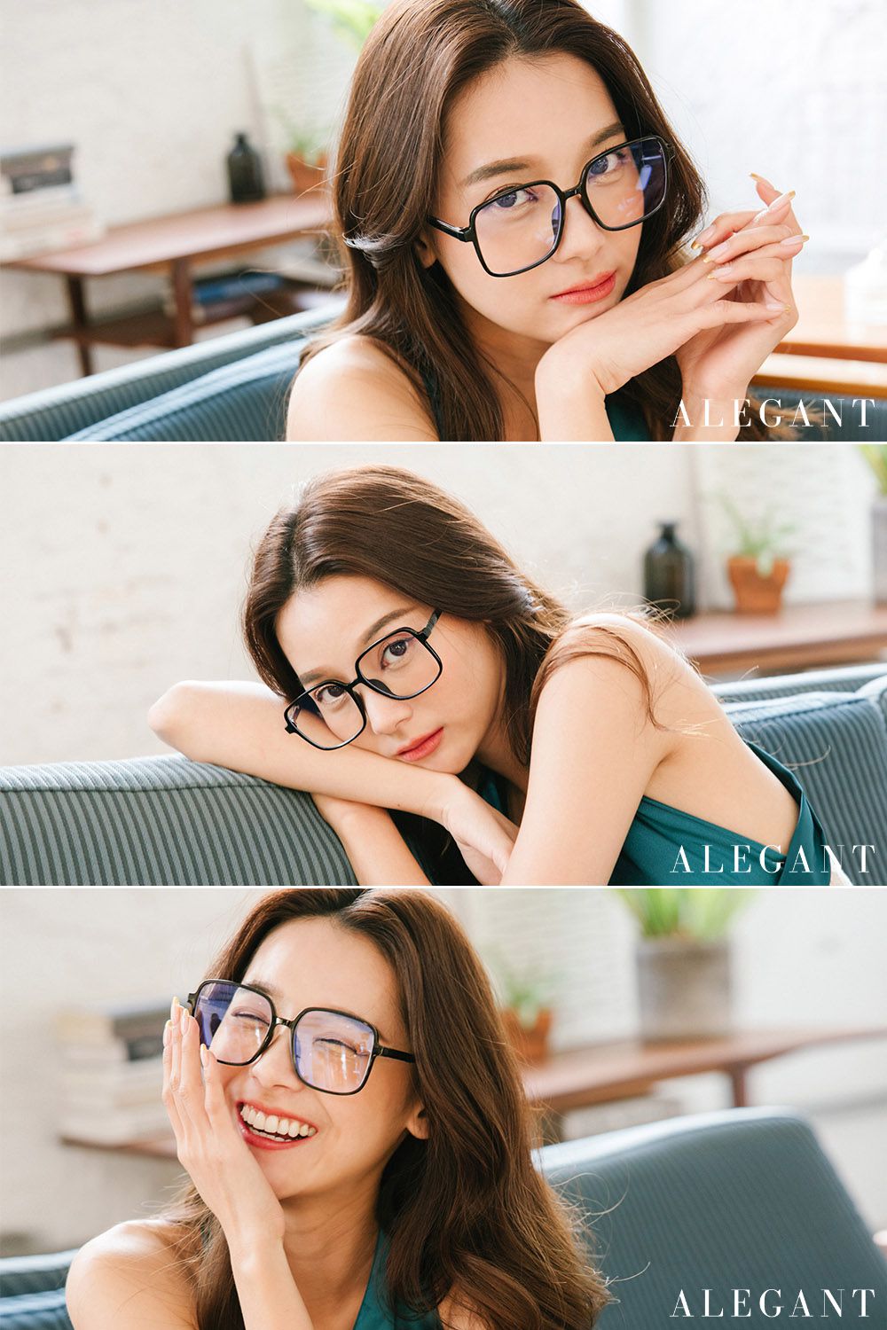 ALEGANT - 街頭潮流爵士黑TR90輕量方框透視鏡腳設計UV400濾藍光眼鏡