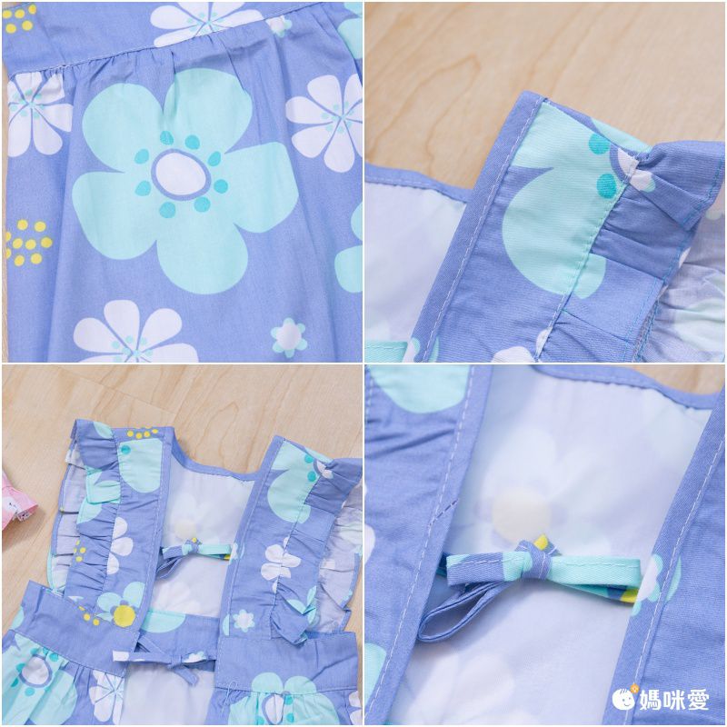 無袖兒童公主裙圍裙-白色玉蘭花-粉色 (100cm(2-4歲))