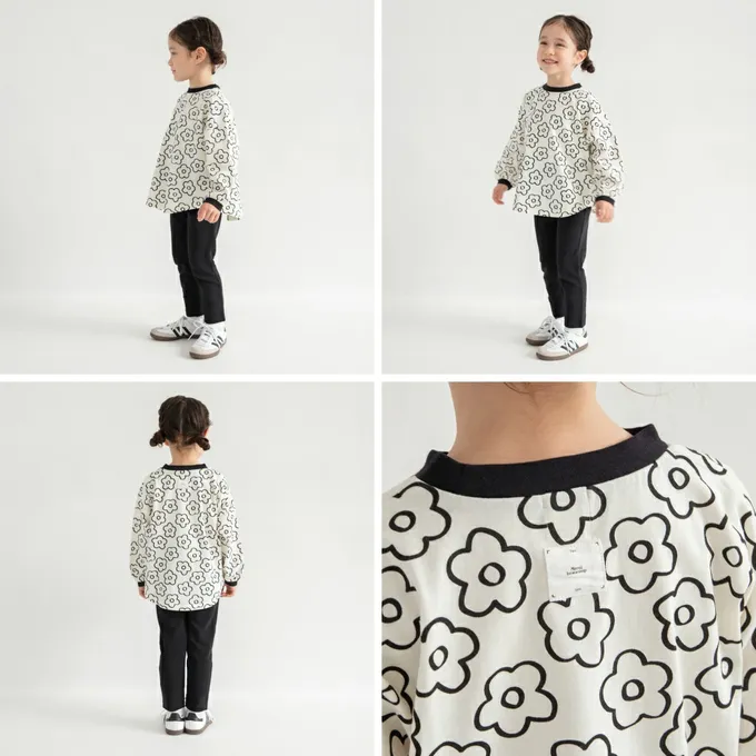 日本 BRANSHES - 圓弧下擺舒適縮口長袖上衣-格子-薄荷綠