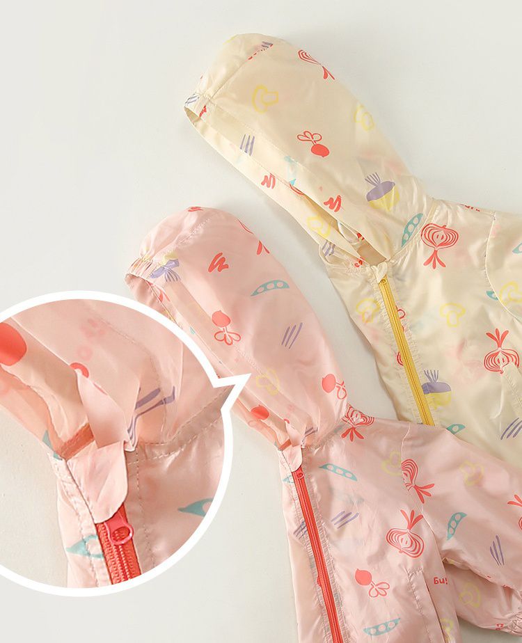 純棉薄款連帽外套-滿版小洋蔥-粉色