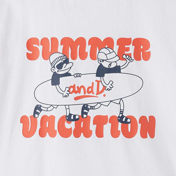 日本 petit main - 100%棉 夏季感印花短袖上衣-綠洲-亮黃