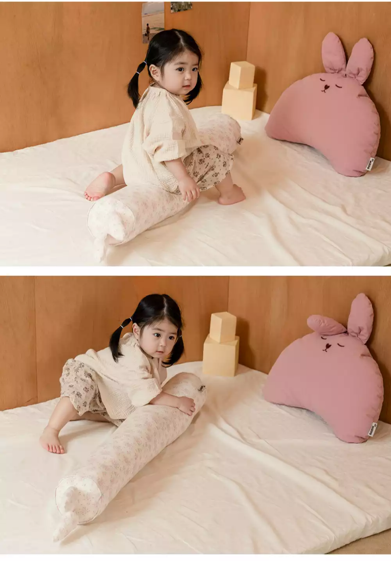 韓國 Hello HiZoo - 手工製純棉柔感兒童長條抱枕套-Hi Bunny 兔耳 (14x85cm)