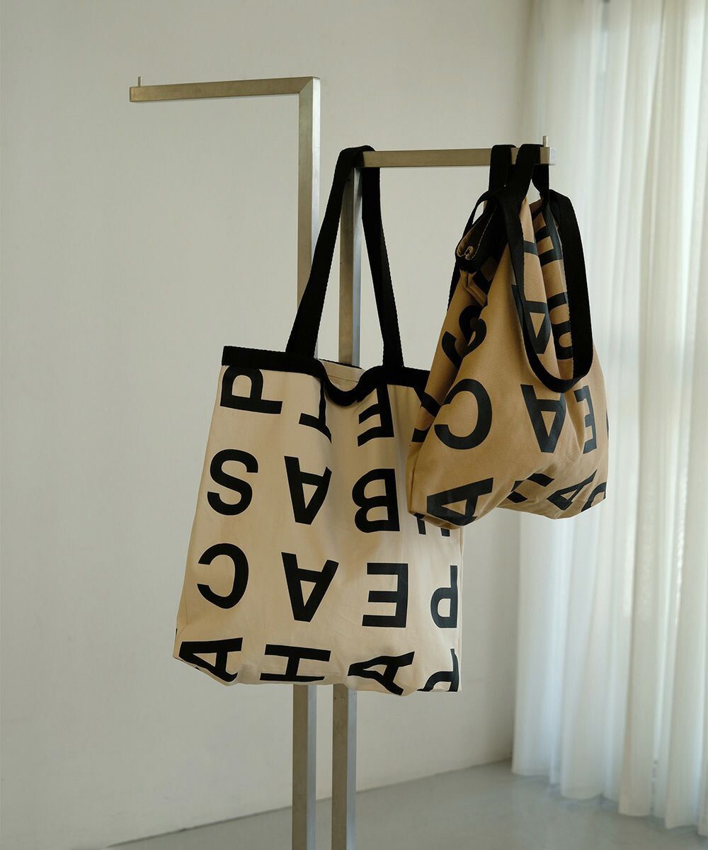 日本 Bab - [日雜推薦] 簡約字母帆布袋/托特袋-米杏