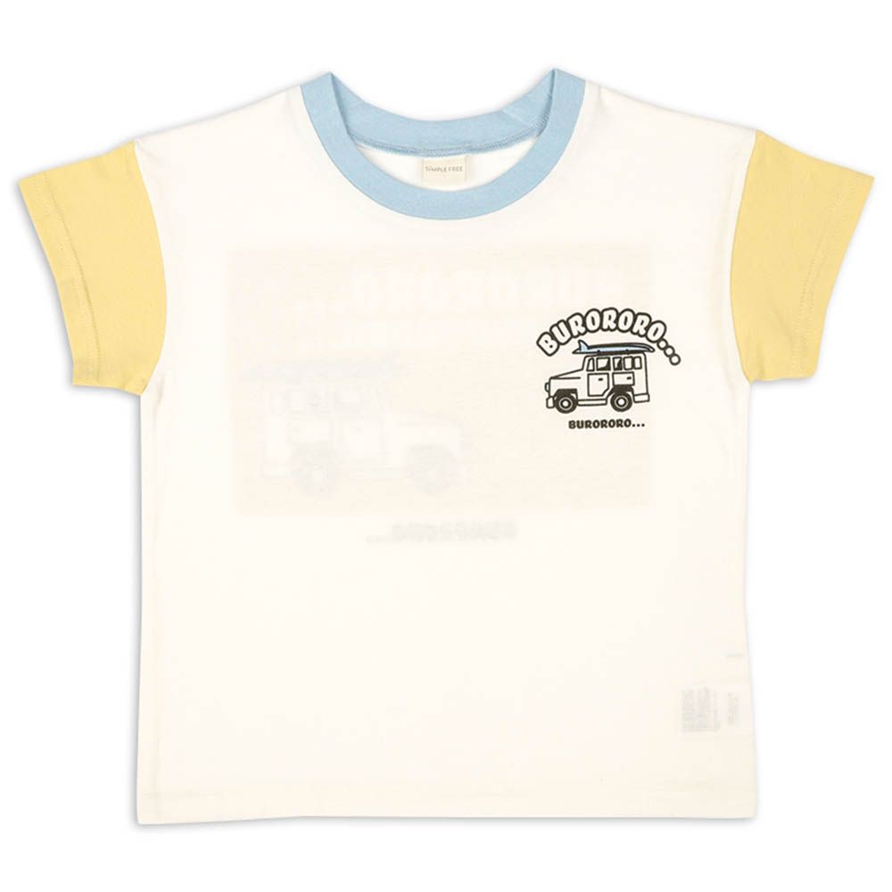 短袖T恤-背後印花-黃色