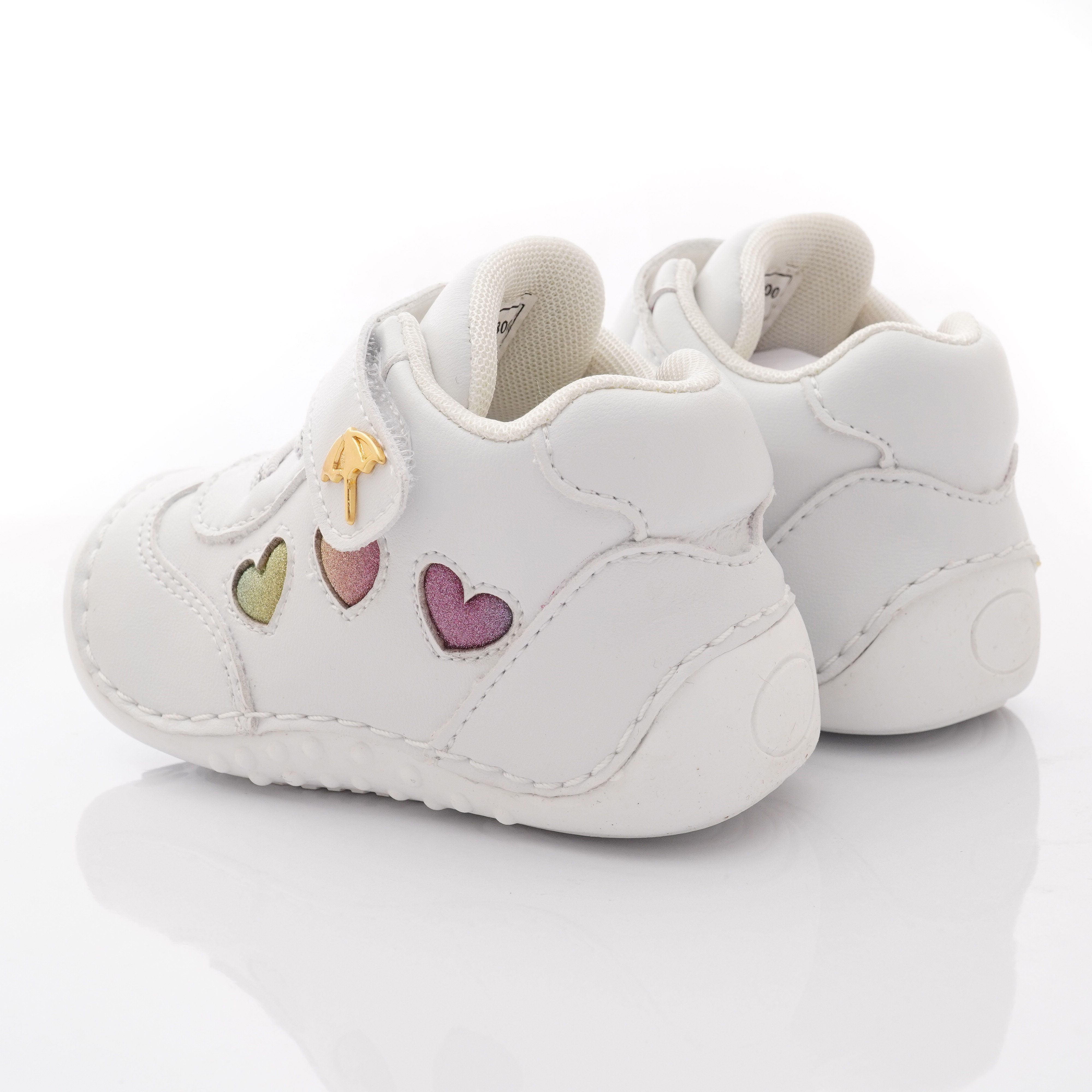 Arnold Palmer 雨傘牌 - 專櫃童鞋-皮質愛心學步款(寶寶段)-白