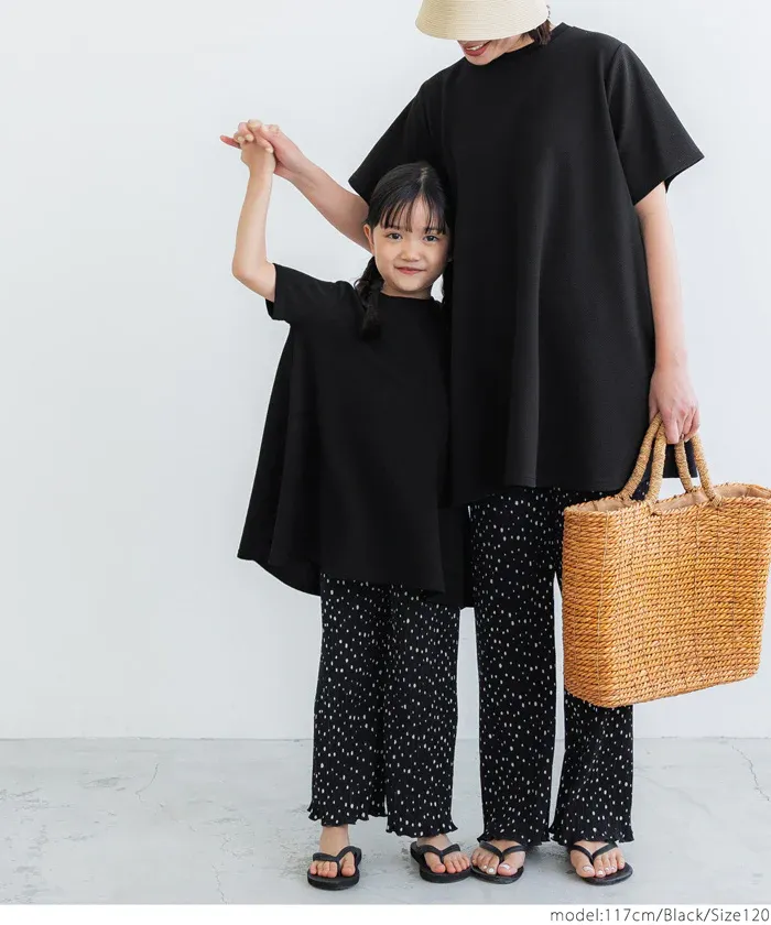 日本 COCA - 速乾彈性 圓領A字剪裁長版短袖上衣-孩子-淺灰