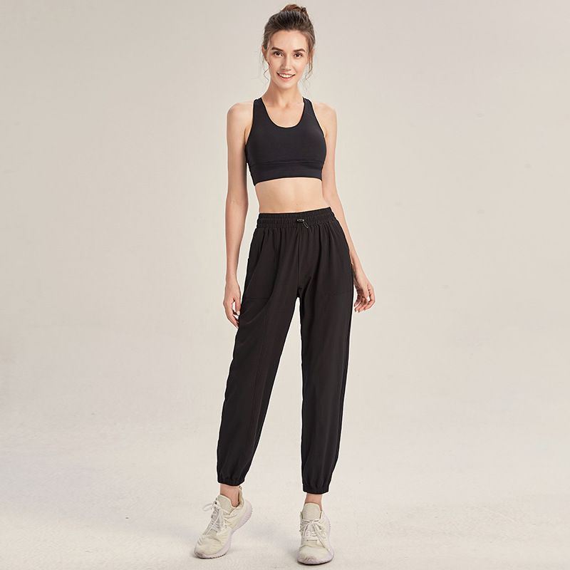 速乾寬鬆束口瑜珈褲-黑色