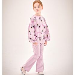 韓國 Jelispoon - (聯名款)俏皮塗鴉卡通印長袖套裝-粉紫