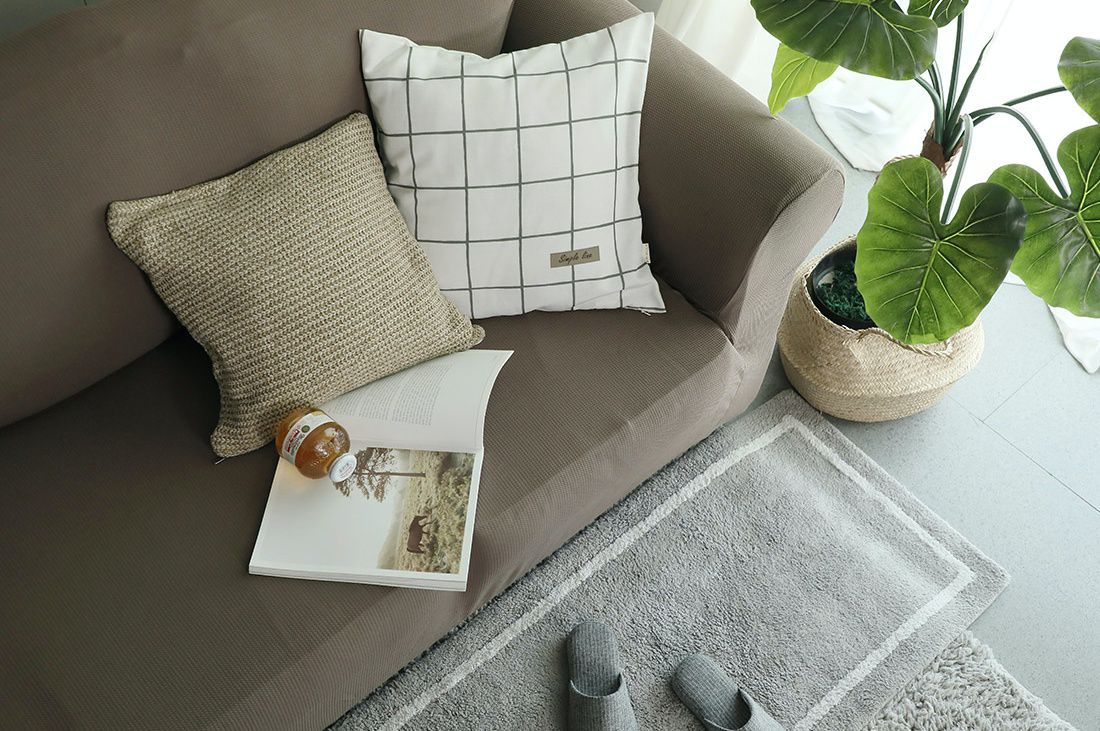 韓國 Prielle - 包覆型超彈力透氣防污沙發套-深灰