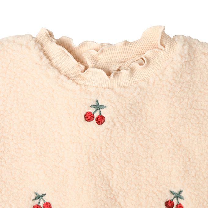 akachan honpo - 洋裝-刷毛 刺繡-淺卡其色