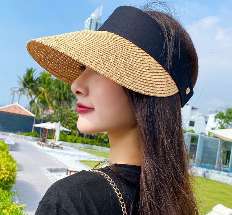 大帽沿空頂遮陽帽-卡其 (56-58cm)