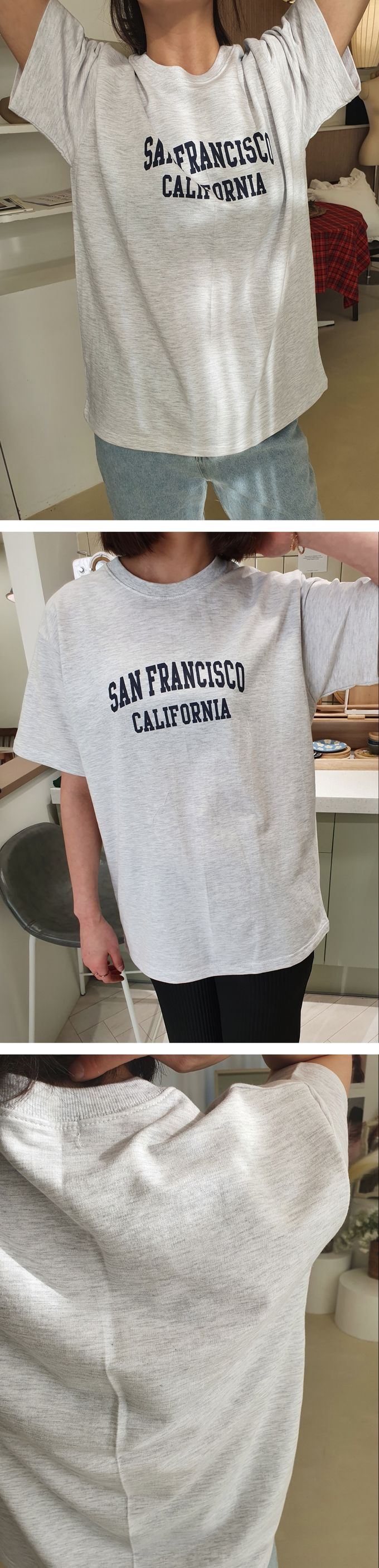 韓國女裝連線 - 美式休閒風格純棉短袖上衣-米 (FREE)