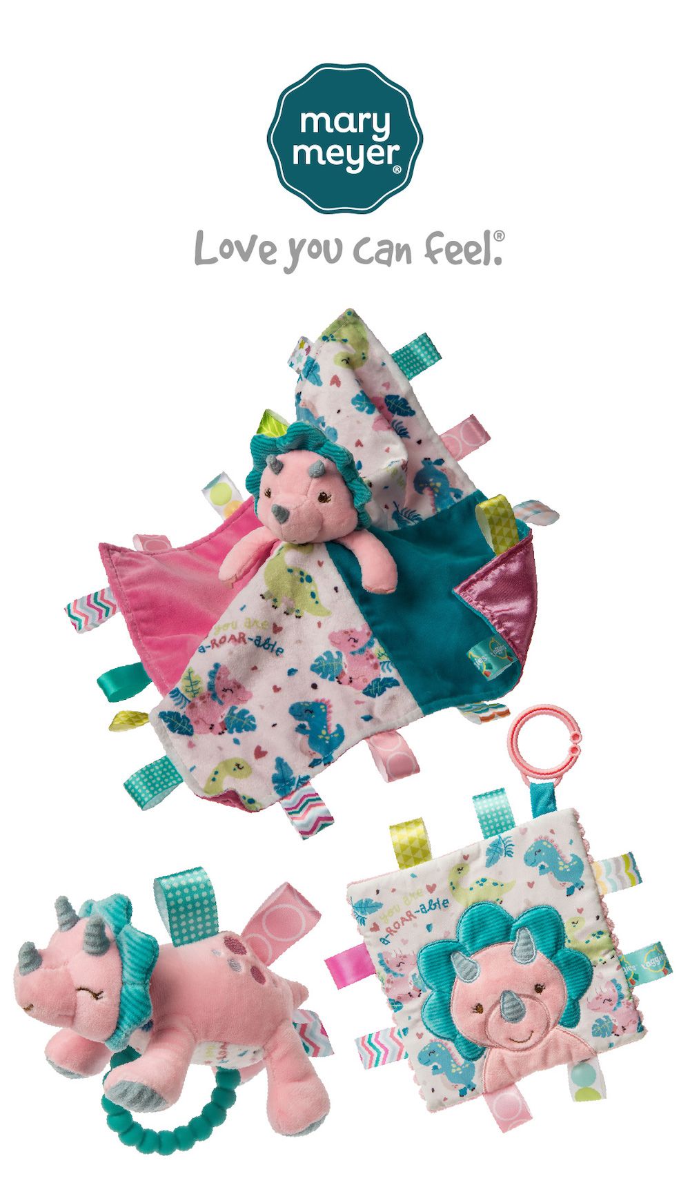 美國 MaryMeyer 蜜兒 - 跳跳角角龍臻藏禮盒(手搖鈴+安撫巾+沙沙紙)