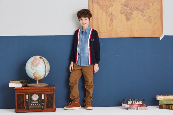 麗嬰房 Little moni - 學院風針織外套-深藍